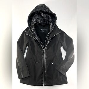 French Connection Black Hooded Coat